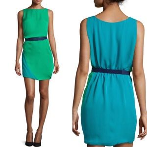 NEW! HALSTON HERITAGE Silk Cape Bi-Colored Dress